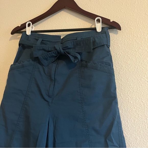 Anthropologie Super High Rise Blue Paper Bag Waist Tie Pants Size 6 - Picture 3 of 13